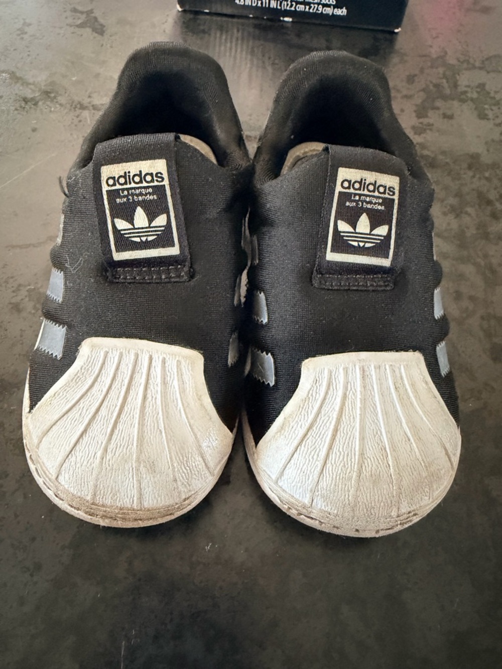 Adidas Kids Black & White Slip-On Shell-Toe Sneakers - Toddler size 6c